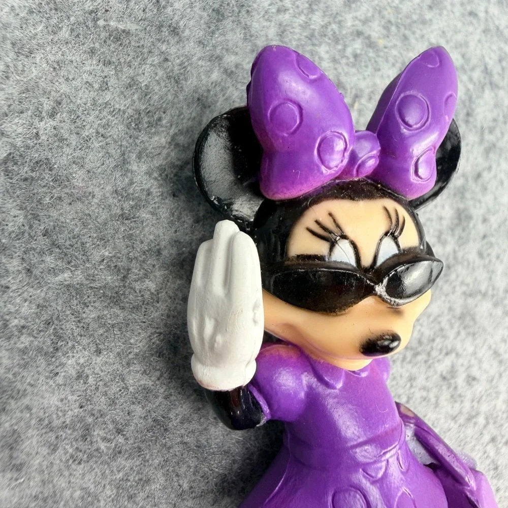 Disney Minnie Mouse PVC Figure Purple Dress Purse Sunglasses 2.5